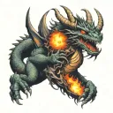 dragon taking an orb from a volcano  tattoo design idea