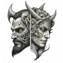 half face angel half devil tattoo design idea