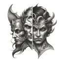 half face angel half devil tattoo design idea