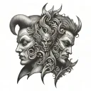 half face angel half devil tattoo design idea