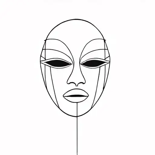 volto mask minimal lines tattoo design idea