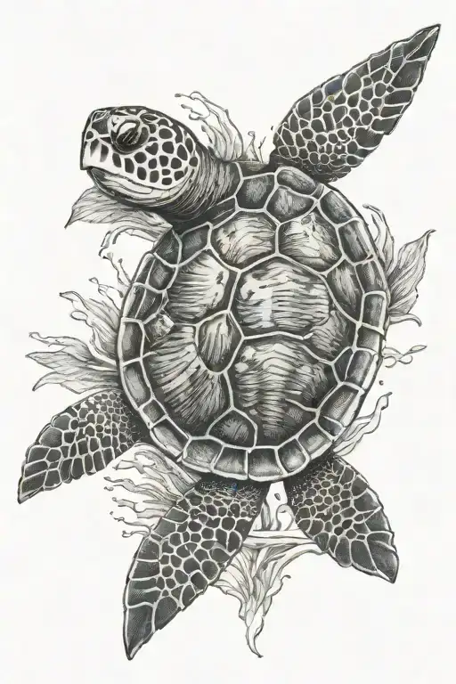 Sea Turtle Hatteras lighthouse beach underwater scene tattoo design idea