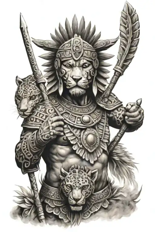 Aztec jaguar warrior tattoo design idea