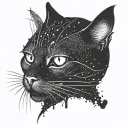 midnight cat horror tattoo design idea