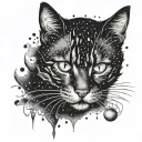 midnight cat horror tattoo design idea