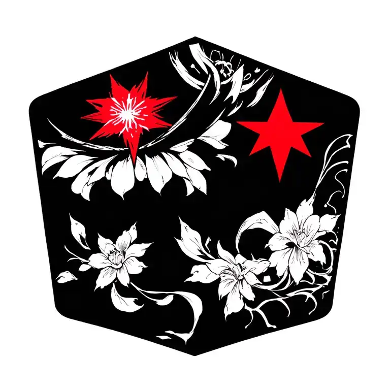 I want 3 backpieces. One JoJo's Bizarre Adventure birthmark tattoo from the manga (the red star) on the top left of the  tattoo design idea