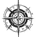 enso circle and compass on center tattoo design idea