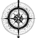 enso circle and compass on center tattoo design idea