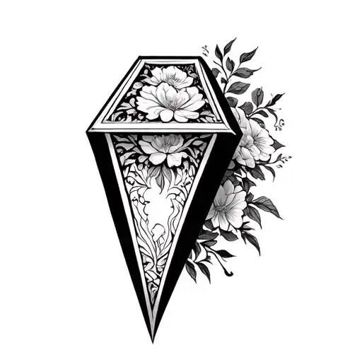 a coffin adorned with intricate floral tattoo design idea
