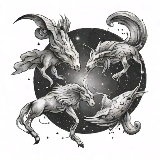 Aries And Pisces constellation tattoo design idea