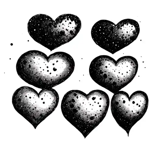 five heart freckles in different shapes in scattered formation tattoo design idea