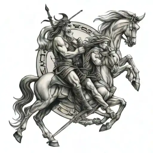 Sagittarius, Virgo and Sagittarius sign combined with Gemini for a man tattoo design idea