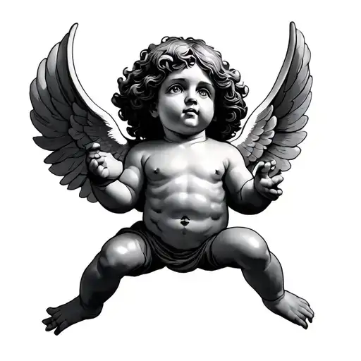 Cherub reaching up tattoo design idea