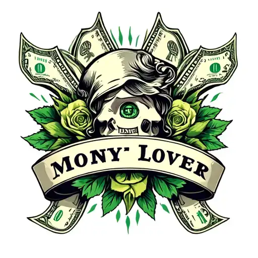 Money lover tattoo design idea