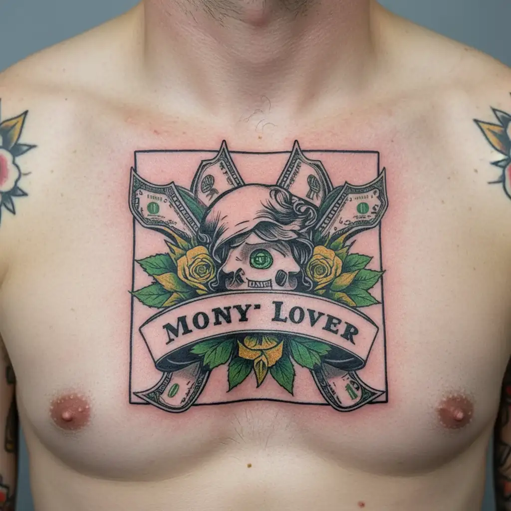 Money lover tattoo design idea