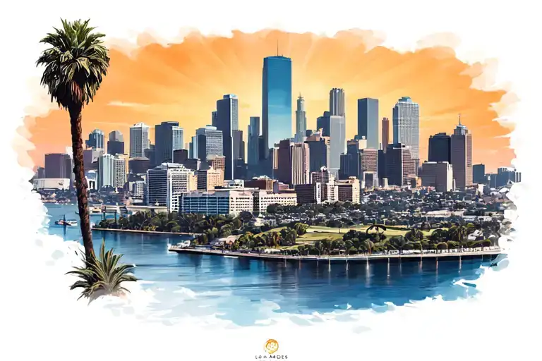 Los Angeles skyline tattoo design idea