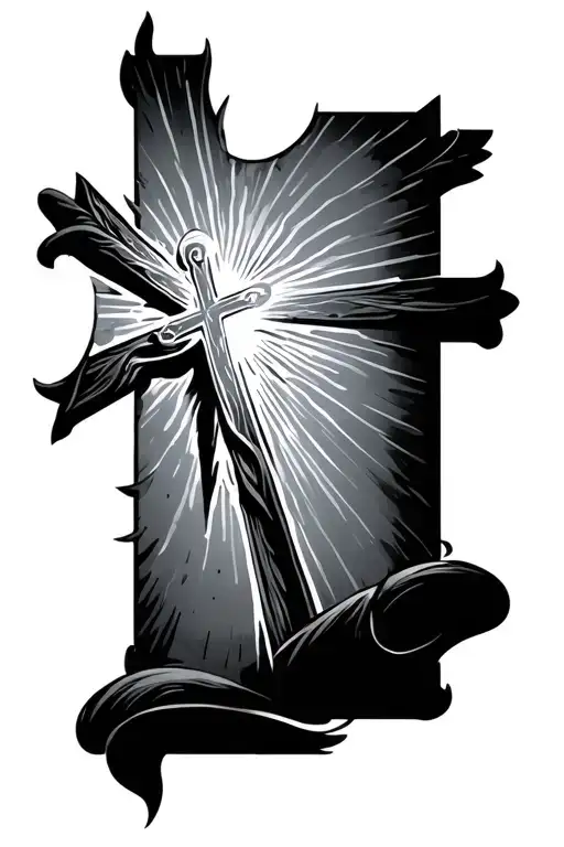 cross with sunbeams  tattoo design idea