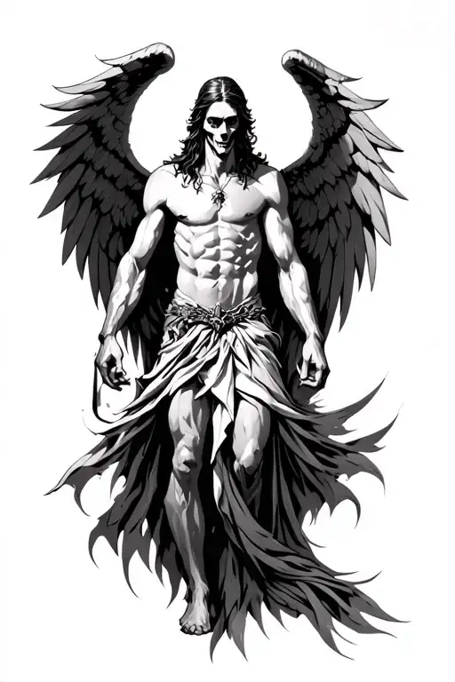 archangel of death azrael male angel tattoo design idea