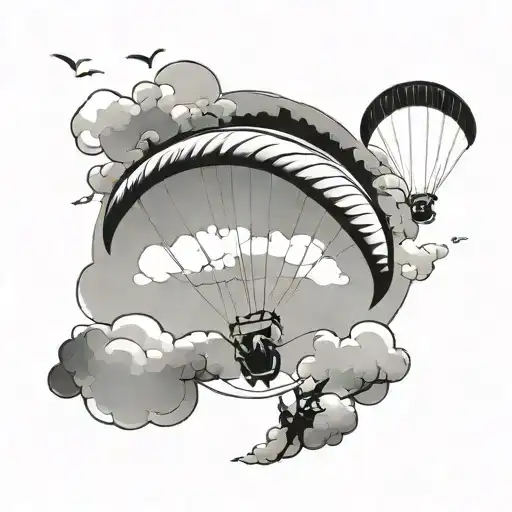 paragliding minimal tattoo design idea