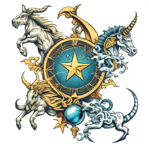 Sagittarius Capricorn scorpio family tattoo design idea
