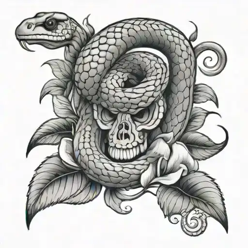 snake Aries sweet pea flower tattoo design idea