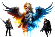 Cloud from final fantasy 7 and Terra from final fantasy 6 with Allen walker from d gray man  tattoo design idea