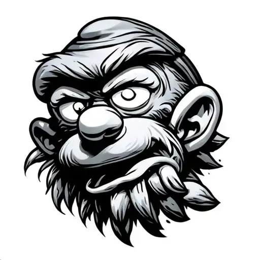 bio mechanical smurf tattoo design idea