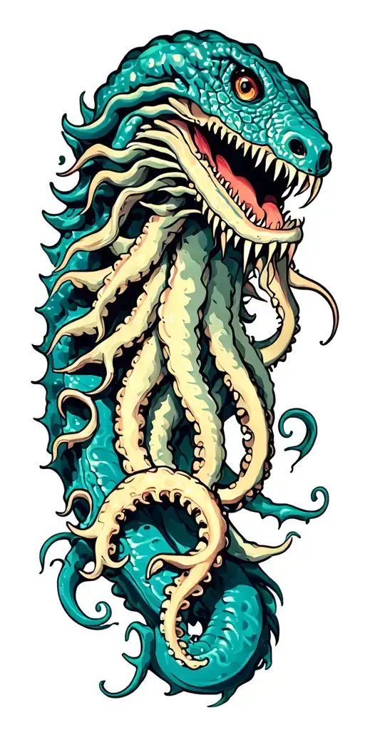 kraken sea monster tattoo design idea
