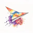 paper airplane with galaxy small tattoo tattoo design idea