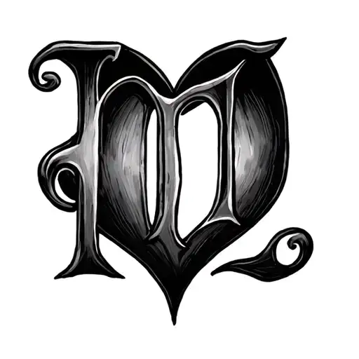 heart made with 3 letters D tattoo design idea