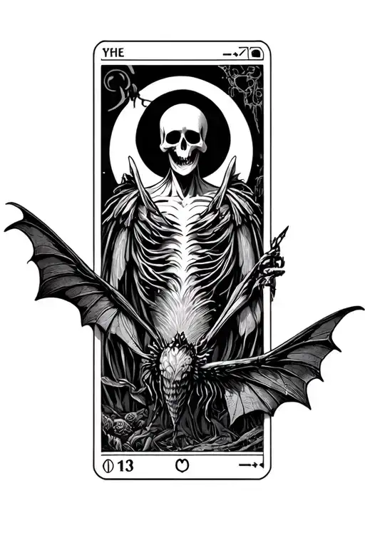 mothman, death tarot card tattoo design idea
