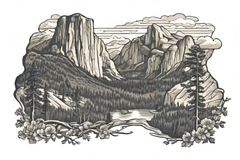 yosemite national park tattoo design idea