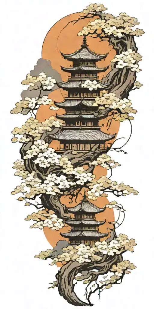 budism symbols that are uncommon. focus on nature, scenery and being grounded while on a spiritual journey tattoo design idea