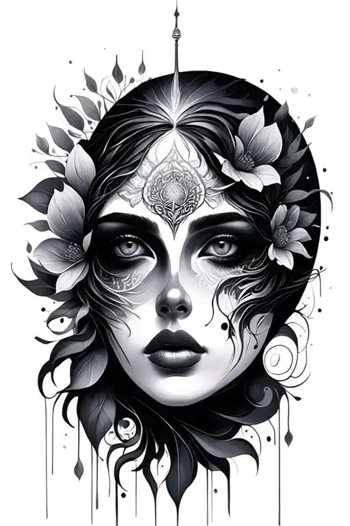 serenity courage wisdom abstract no face tattoo design idea