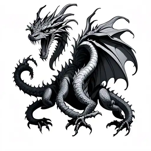 hydra dragon with 3 heads tattoo design idea