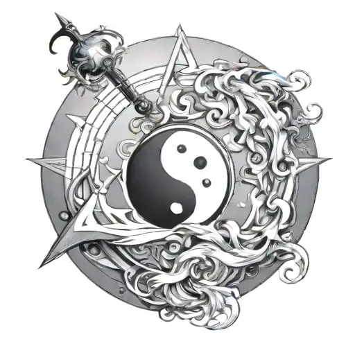 sagittarius gemini in a yin yang tattoo design idea