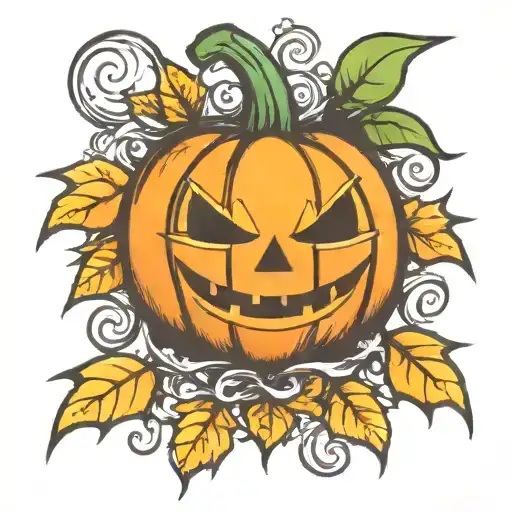 Halloween pumpkin character tattoo design idea