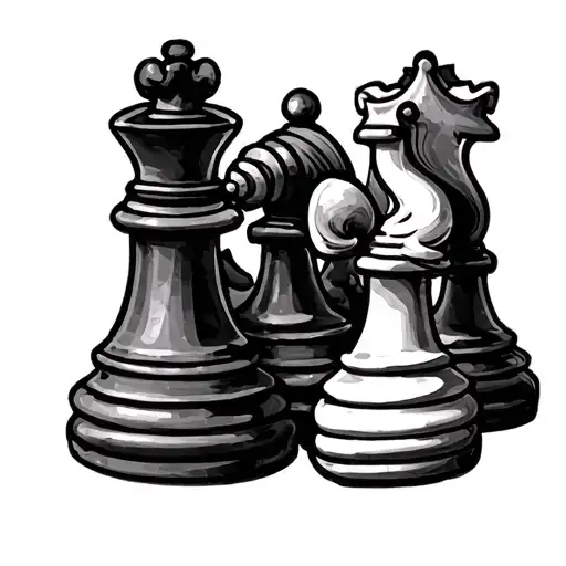 2 queen chess pieces tattoo design idea