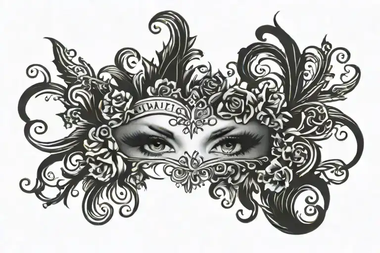 above eyebrow tattoo word 'Affection' tattoo design idea