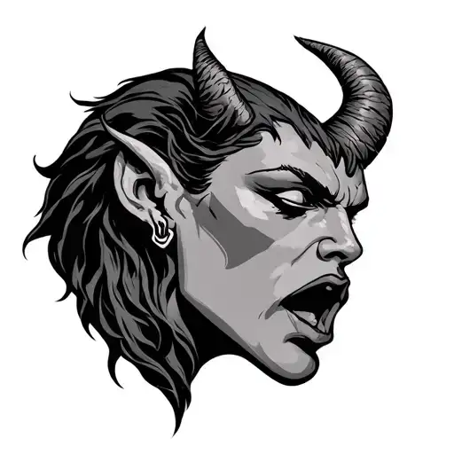 Devil Whispering In Ear tattoo design idea