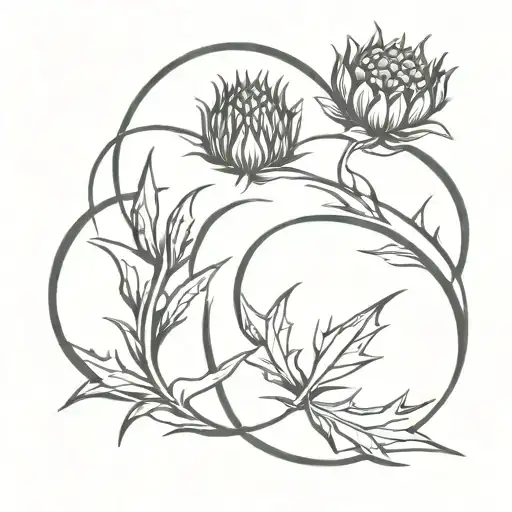 wedding ring Scottish thistle and Canadian maple leaf interwoven  tattoo design idea