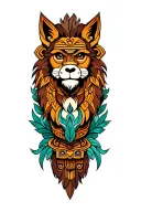 lion fox monkey turtle totem pole tattoo design idea