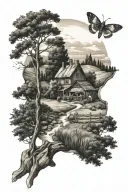 country landscape tattoo design idea
