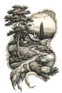 country landscape tattoo design idea