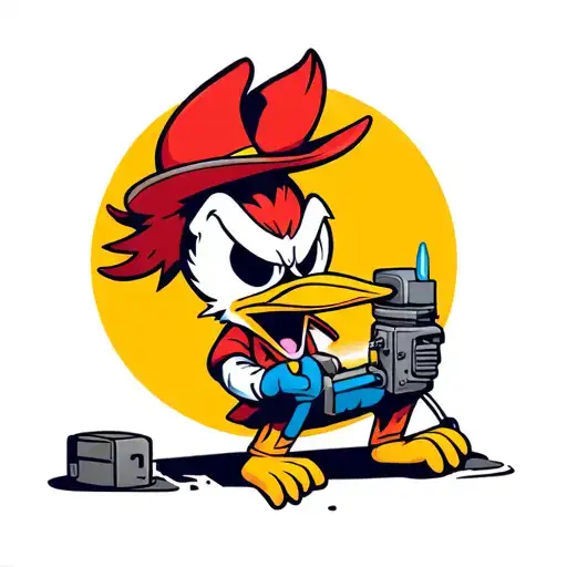 woody woodpecker as a welder working tattoo design idea