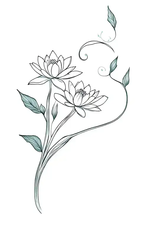 oxytocin with honeysuckle and water lily flower tattoo design idea