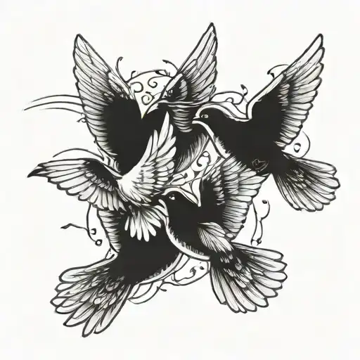 doves flying tattoo design idea