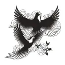 doves flying tattoo design idea