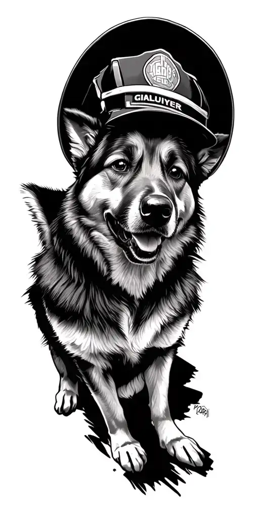 Mac Miller, dog named Ginger the German Shepard, grandfather Chicago firefighter, grandfather named poppi a golfer  tattoo design idea