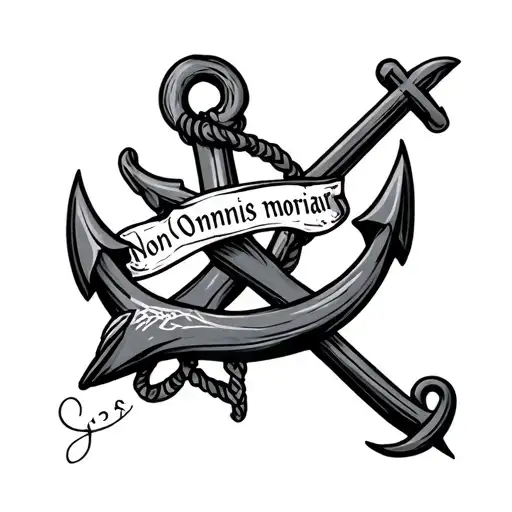 an anchor with the words "Non Omnis Moriar" tattoo design idea